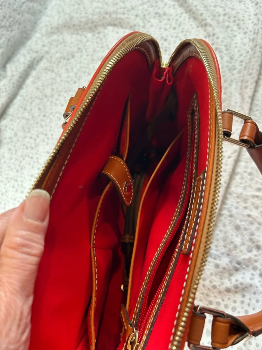 Dooney & Bourke Zip Zip Satchel in Red Orange NWOT